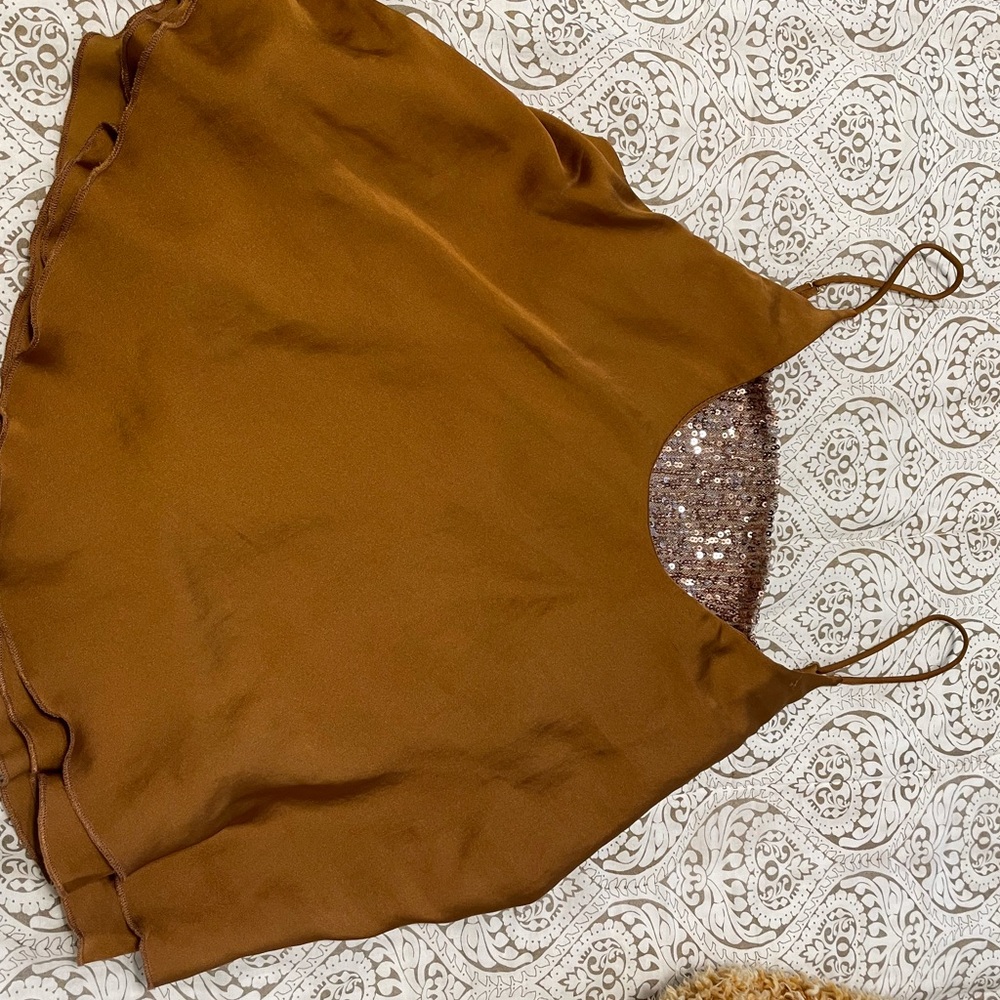 Free People Gold Silk Tank